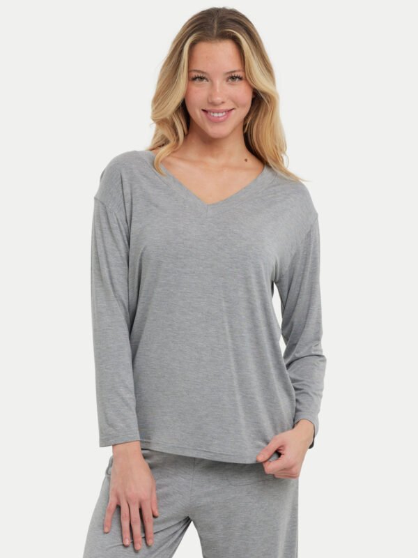 Long Sleeve Bamboo Slouchy PJs Top - Image 3