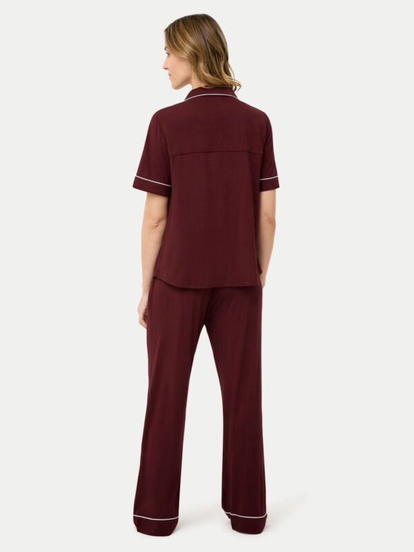 Short Sleeve Bamboo Pajama Set with Pants - Image 37