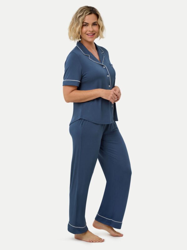 Short Sleeve Bamboo Pajama Set with Pants - Image 28