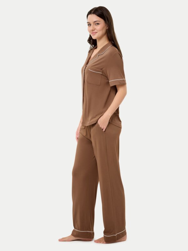 Short Sleeve Bamboo Pajama Set with Pants - Image 31