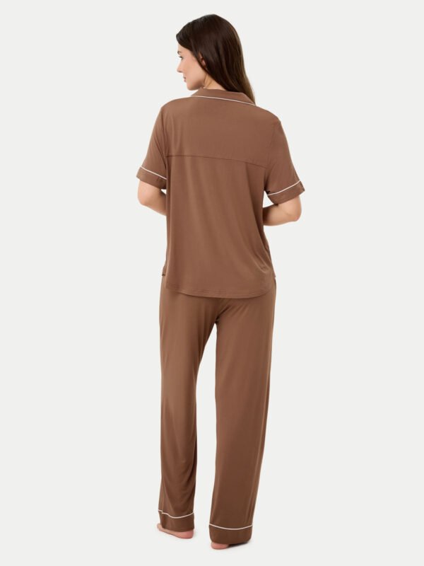 Short Sleeve Bamboo Pajama Set with Pants - Image 32