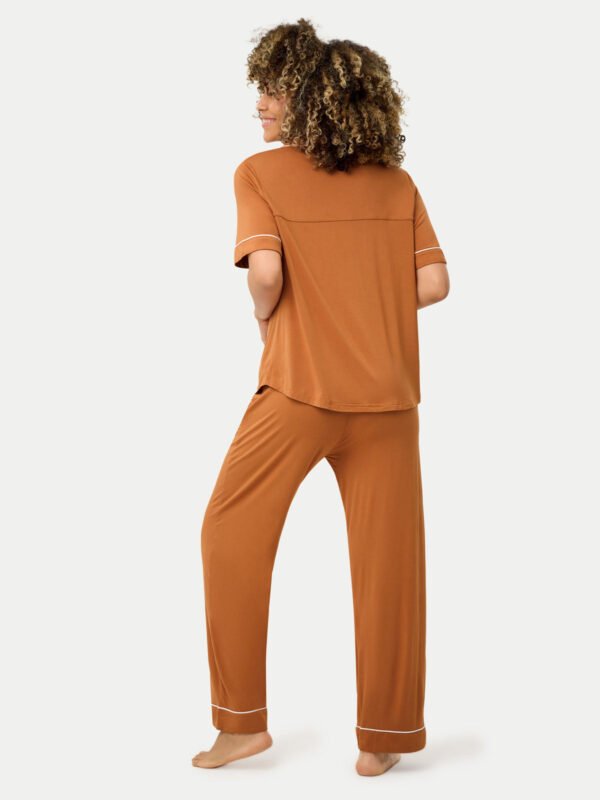 Short Sleeve Bamboo Pajama Set with Pants - Image 42