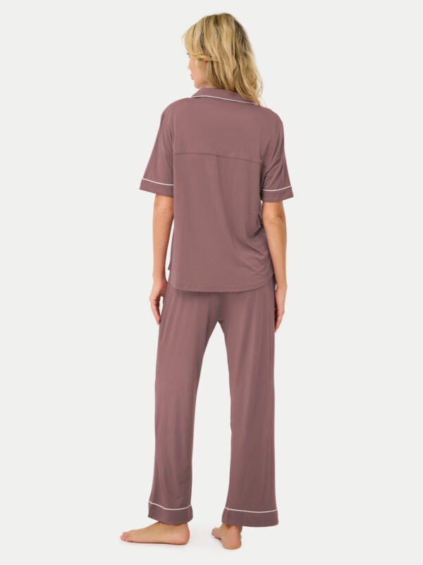 Short Sleeve Bamboo Pajama Set with Pants - Image 51