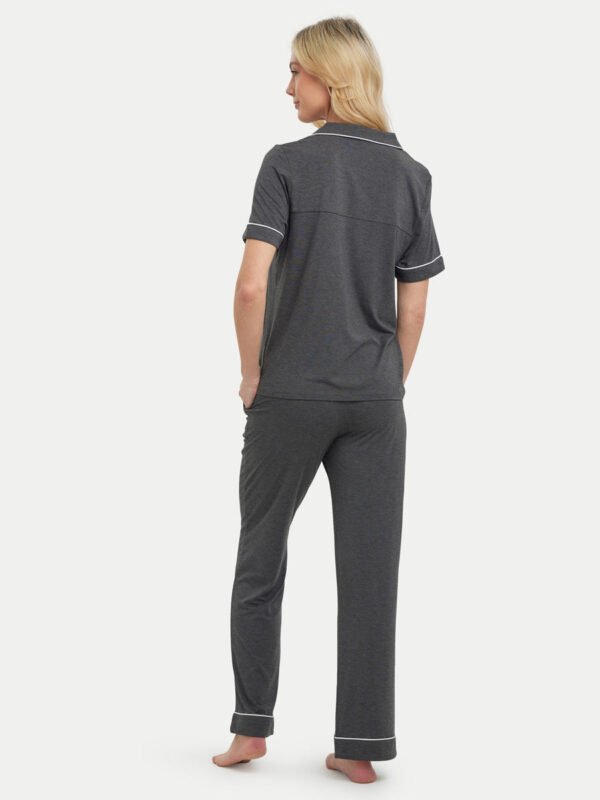 Short Sleeve Bamboo Pajama Set with Pants - Image 10