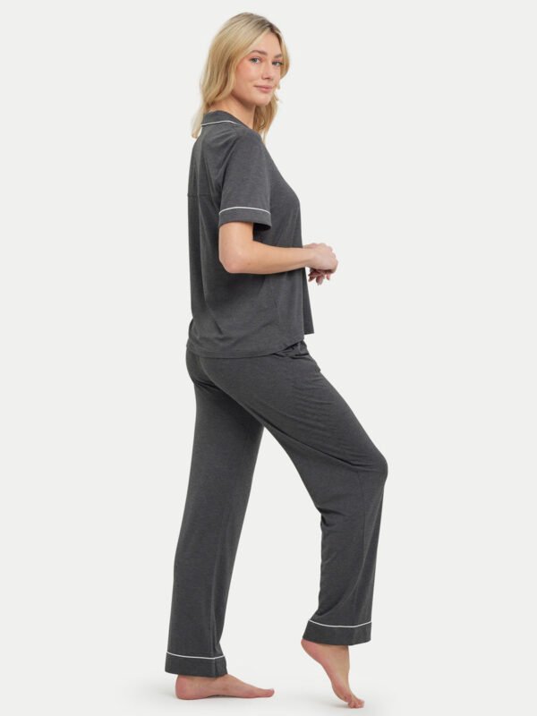 Short Sleeve Bamboo Pajama Set with Pants - Image 8