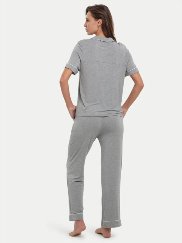 Short Sleeve Bamboo Pajama Set with Pants - Image 16