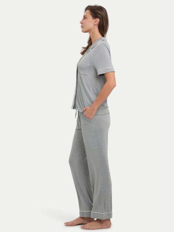 Short Sleeve Bamboo Pajama Set with Pants - Image 17