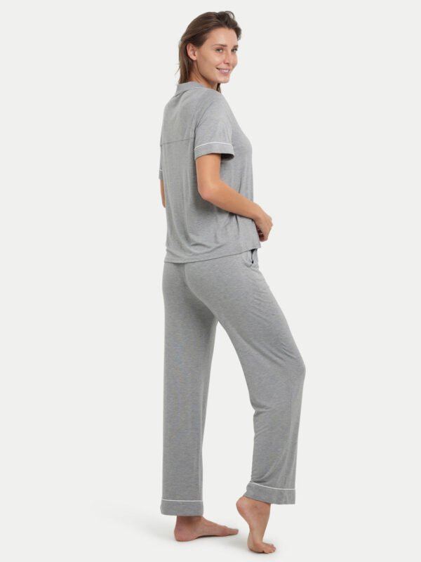 Short Sleeve Bamboo Pajama Set with Pants - Image 18