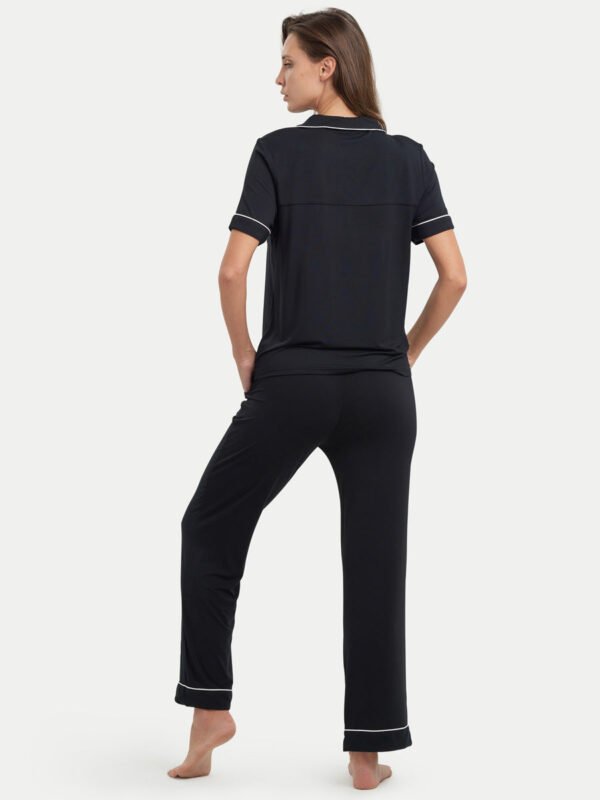 Short Sleeve Bamboo Pajama Set with Pants - Image 11