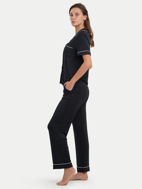 Short Sleeve Bamboo Pajama Set with Pants - Image 12