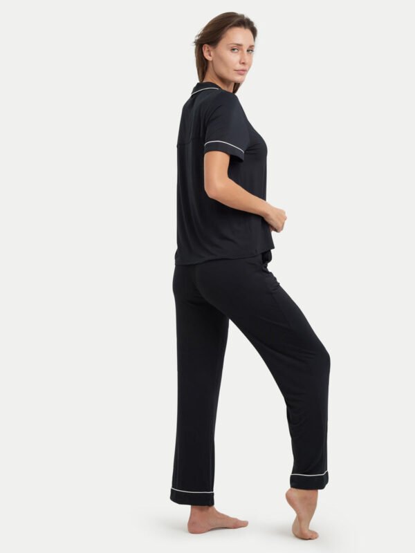 Short Sleeve Bamboo Pajama Set with Pants - Image 13