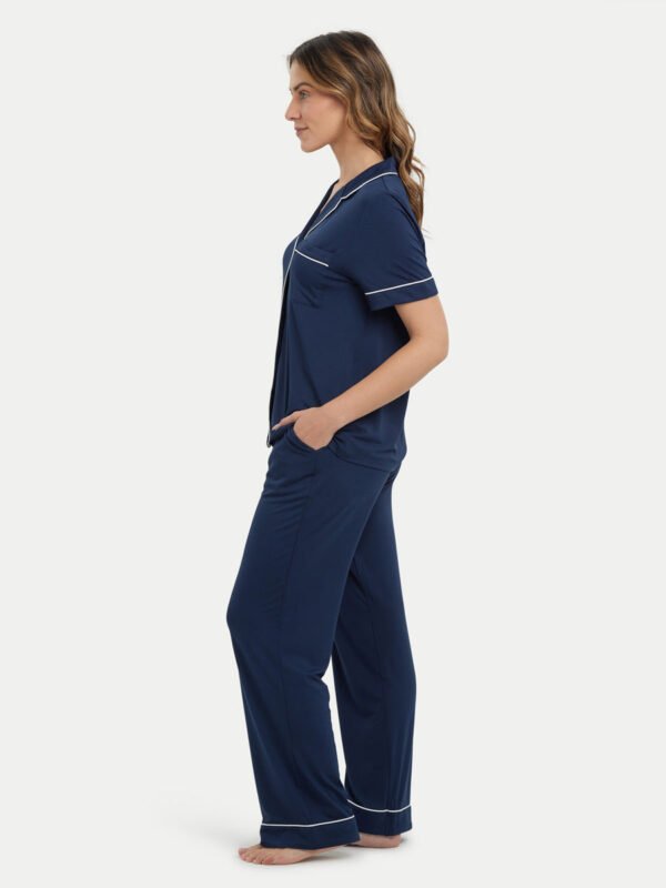 Short Sleeve Bamboo Pajama Set with Pants - Image 22