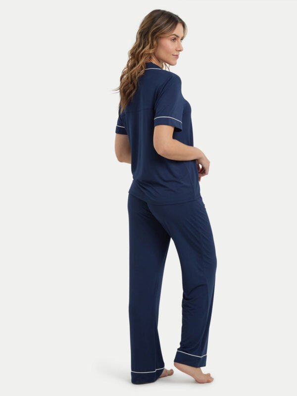 Short Sleeve Bamboo Pajama Set with Pants - Image 23