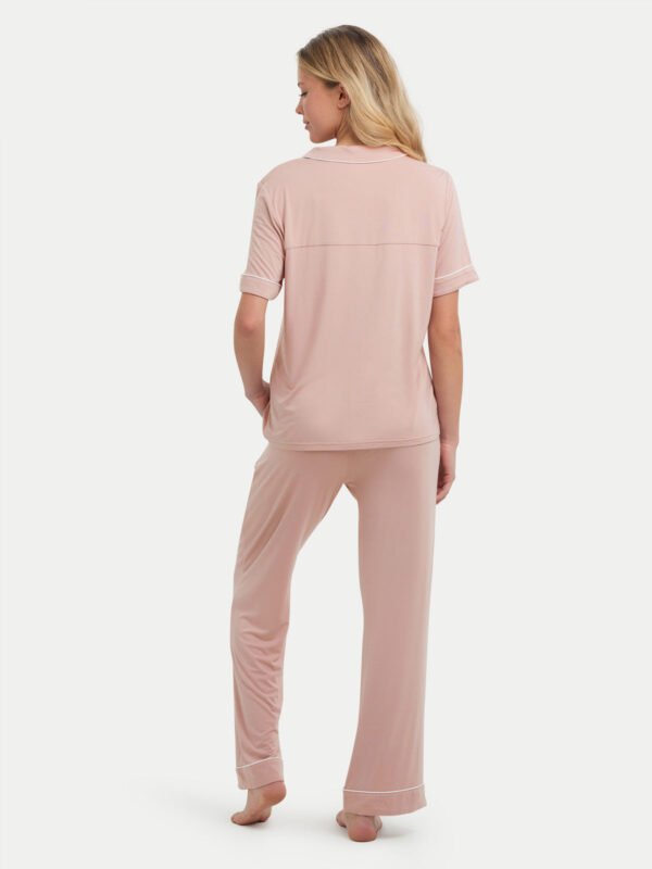 Short Sleeve Bamboo Pajama Set with Pants - Image 65