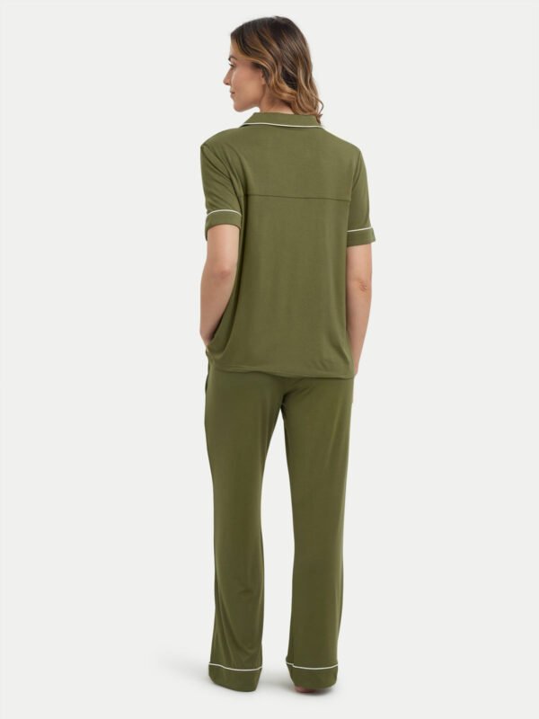 Short Sleeve Bamboo Pajama Set with Pants - Image 60