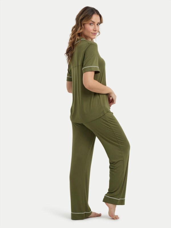 Short Sleeve Bamboo Pajama Set with Pants - Image 62