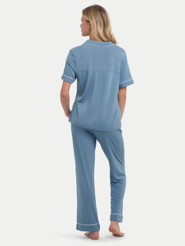 Short Sleeve Bamboo Pajama Set with Pants - Image 55