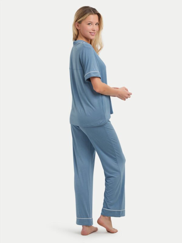 Short Sleeve Bamboo Pajama Set with Pants - Image 57