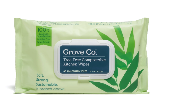 Bamboo Compostable Kitchen Wipes, 40 wipes per pouch